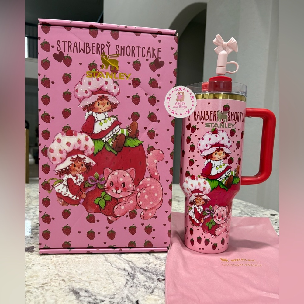 Customized Stanley Pink Strawberry Shortcake Tumbler